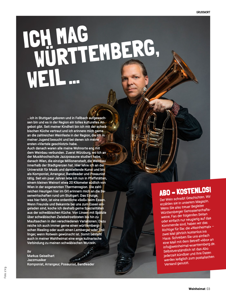 Read more about the article Grußwort im Magazin „Weinheimat Württemberg“